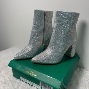 Lauren Lorraine Glittering Silver Heeled Boots